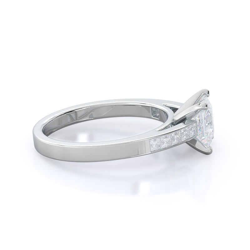 Princess Cut Channel Set Princess Engagement Ring with Lab Grown Diamond in 14KT Platinum view 3
