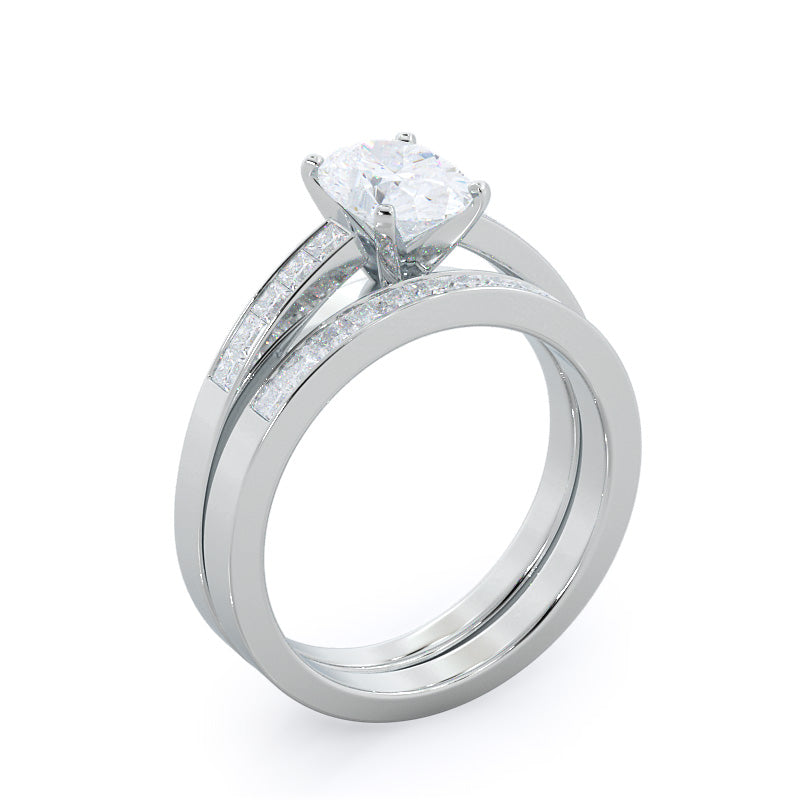 Oval Cut Channel Set Princess Engagement Ring with Lab Grown Diamond in 14KT Rose Gold view 5
