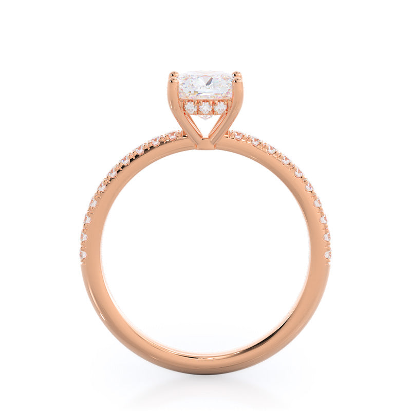 Diamond Basket Pave Engagement Ring with Cushion Cut Diamond in 14KT Rose Gold view 2
