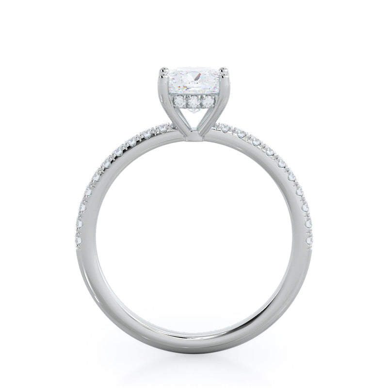 Diamond Basket Pave Engagement Ring with Cushion Cut Diamond in 14KT Platinum view 2
