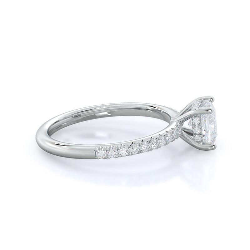 Diamond Basket Pave Engagement Ring with Cushion Cut Diamond in 14KT Platinum view 3
