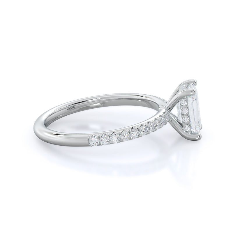 Diamond Basket Pave Engagement Ring with Emerald Cut Diamond in 14KT Platinum view 3
