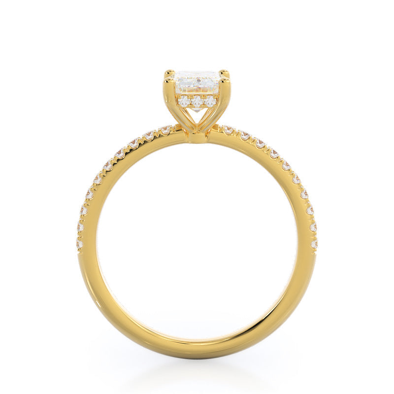 Diamond Basket Pave Engagement Ring with Emerald Cut Diamond in 14KT Yellow Gold view 2
