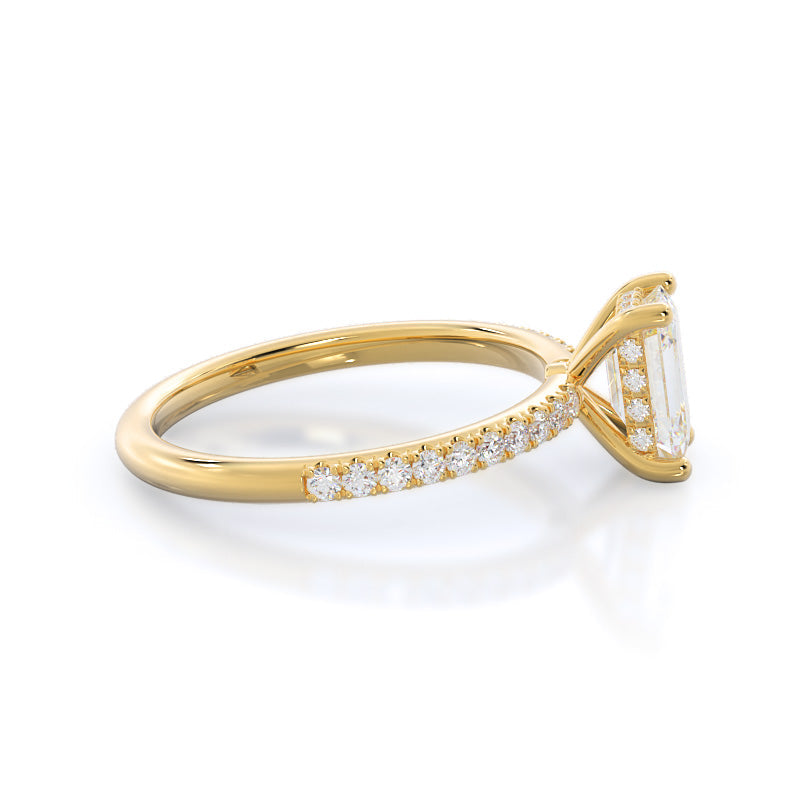 Diamond Basket Pave Engagement Ring with Emerald Cut Diamond in 14KT Yellow Gold view 3
