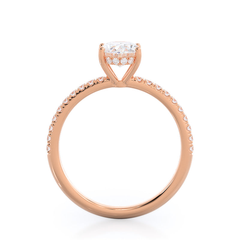 Diamond Basket Pave Engagement Ring with Oval Cut Diamond in 14KT Rose Gold view 2
