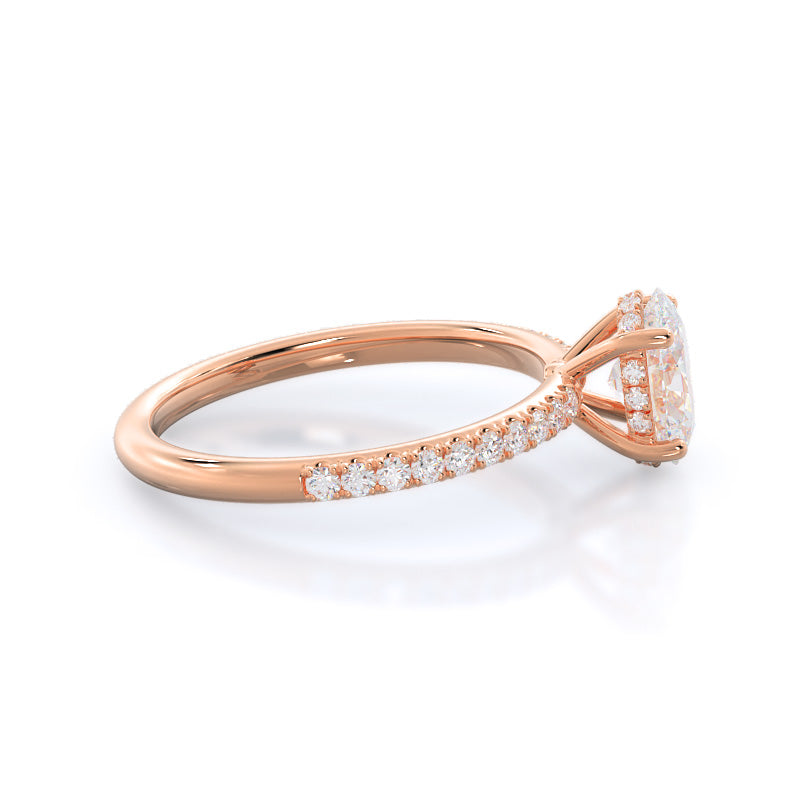 Diamond Basket Pave Engagement Ring with Oval Cut Diamond in 14KT Rose Gold view 3
