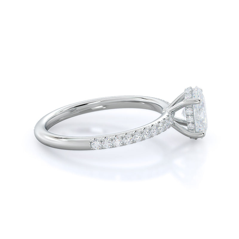 Diamond Basket Pave Engagement Ring with Oval Cut Diamond in 14KT Platinum view 3
