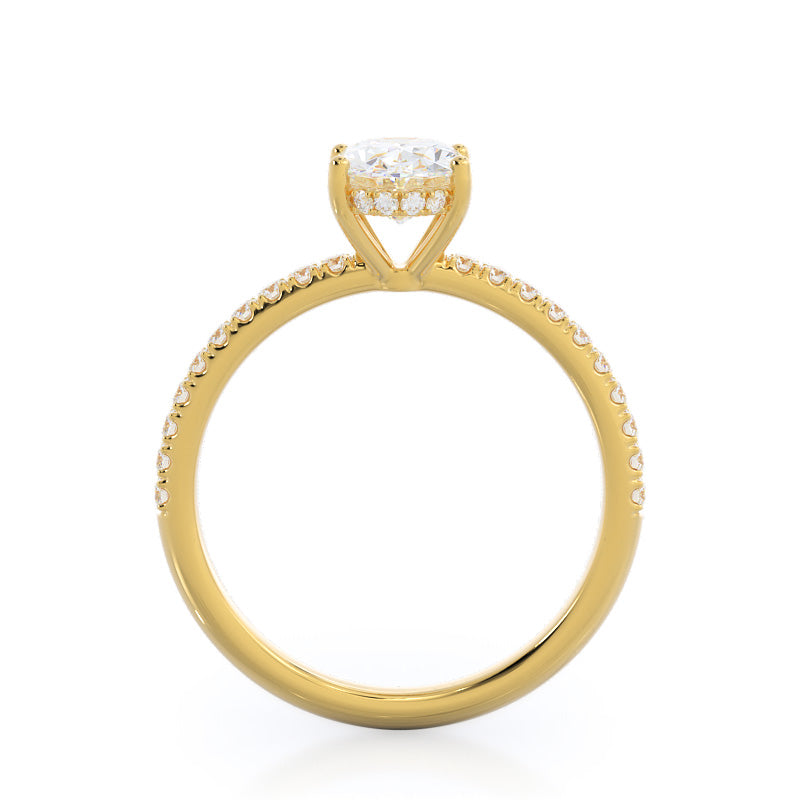 Diamond Basket Pave Engagement Ring with Oval Cut Diamond in 14KT Yellow Gold view 2
