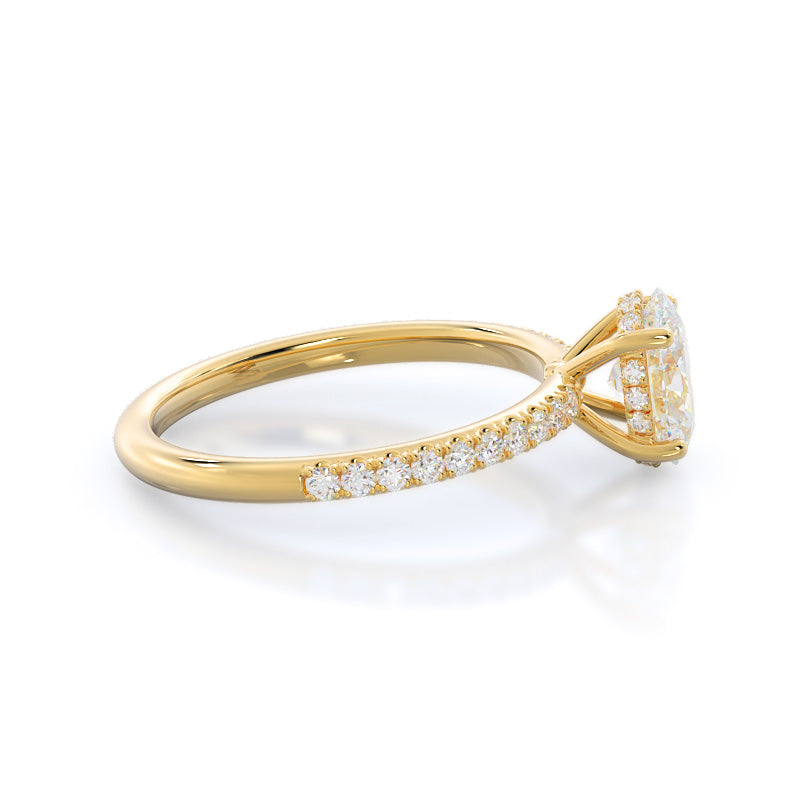 Diamond Basket Pave Engagement Ring with Oval Cut Diamond in 14KT Yellow Gold view 3
