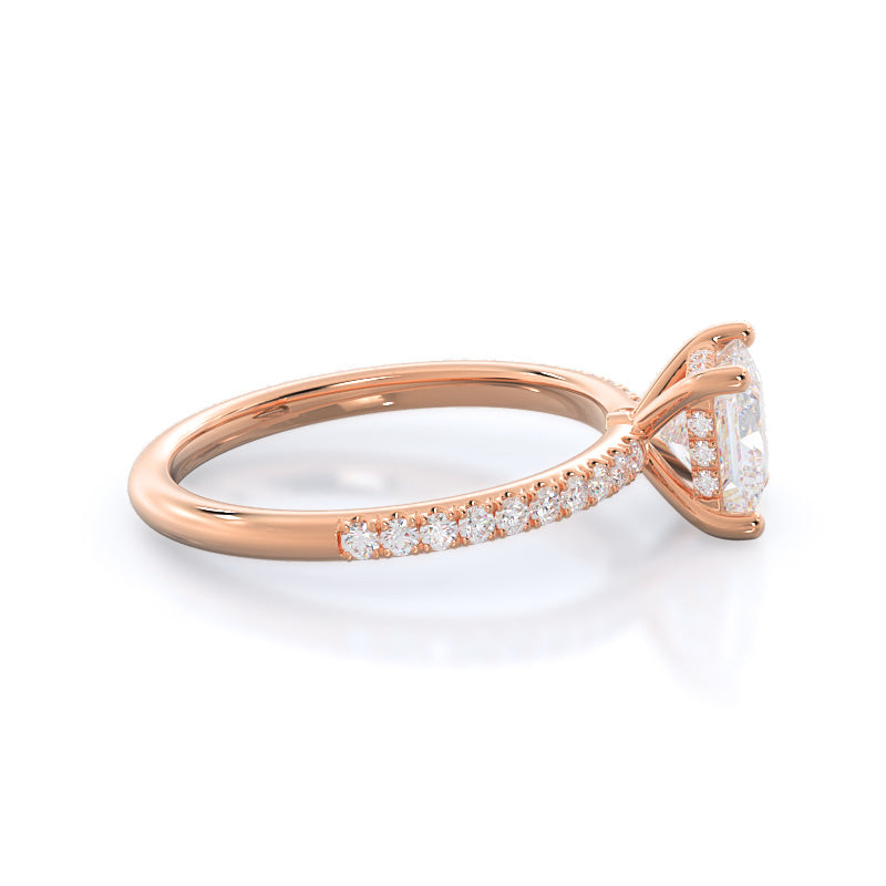 Diamond Basket Pave Engagement Ring with Princess Cut Diamond in 14KT Rose Gold view 3
