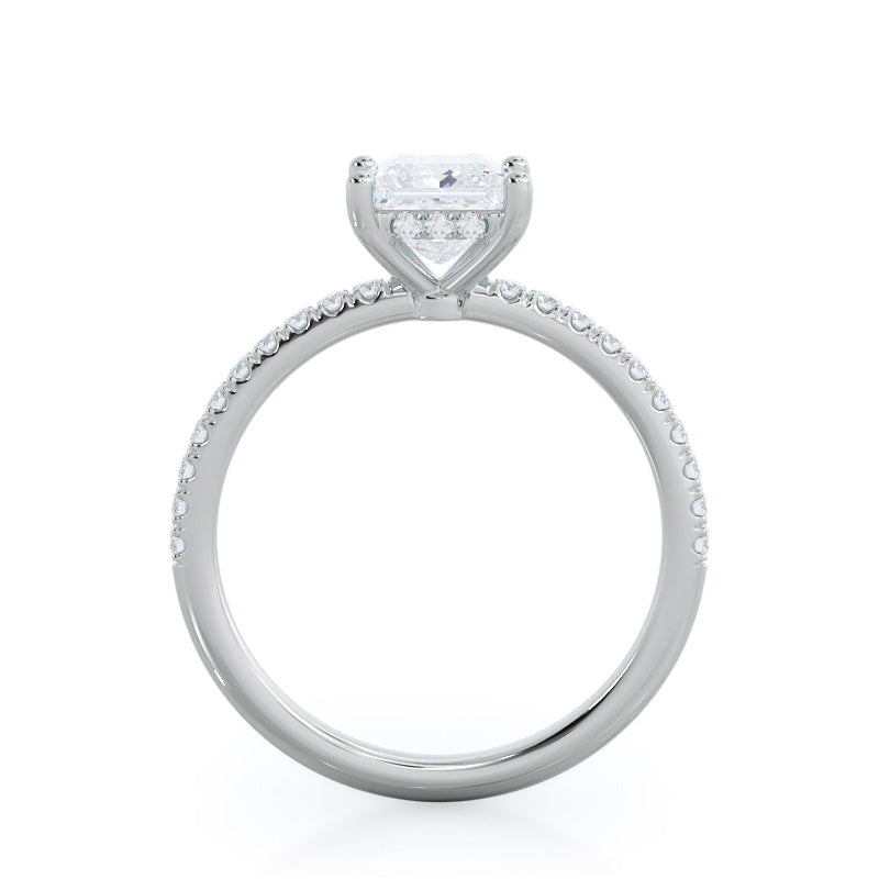 Diamond Basket Pave Engagement Ring with Princess Cut Diamond in 14KT Platinum view 2
