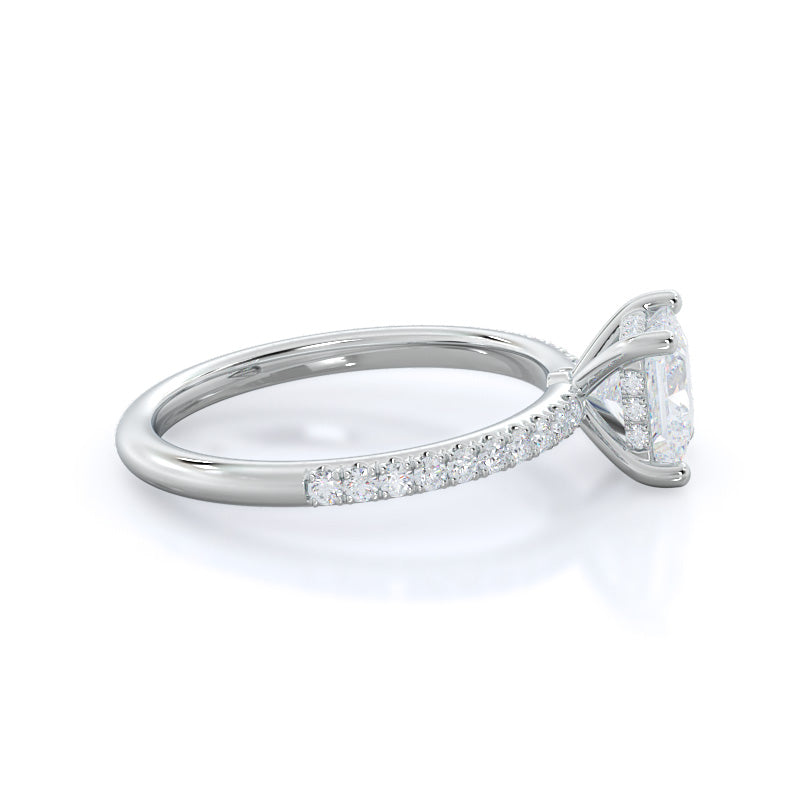 Diamond Basket Pave Engagement Ring with Princess Cut Diamond in 14KT Platinum view 3
