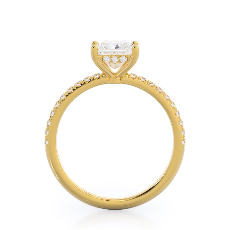 Diamond Basket Pave Engagement Ring with Princess Cut Diamond in 14KT Yellow Gold view 2
