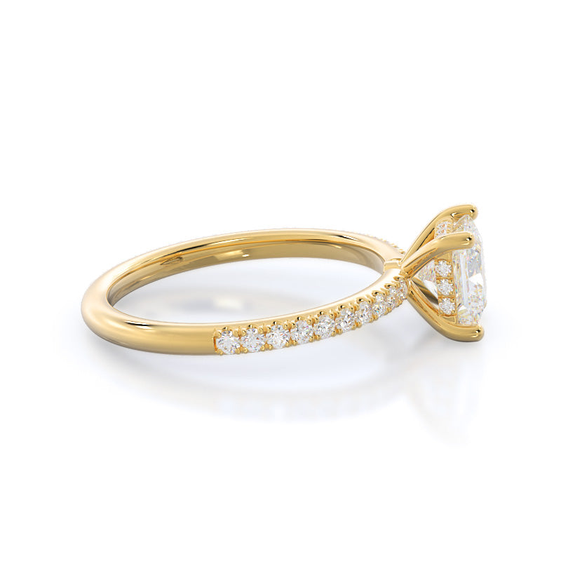 Diamond Basket Pave Engagement Ring with Princess Cut Diamond in 14KT Yellow Gold view 3
