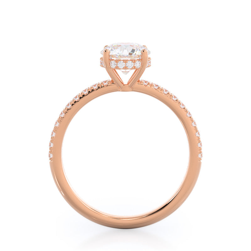 Diamond Basket Pave Engagement Ring with Round Cut Diamond in 14KT Rose Gold view 2
