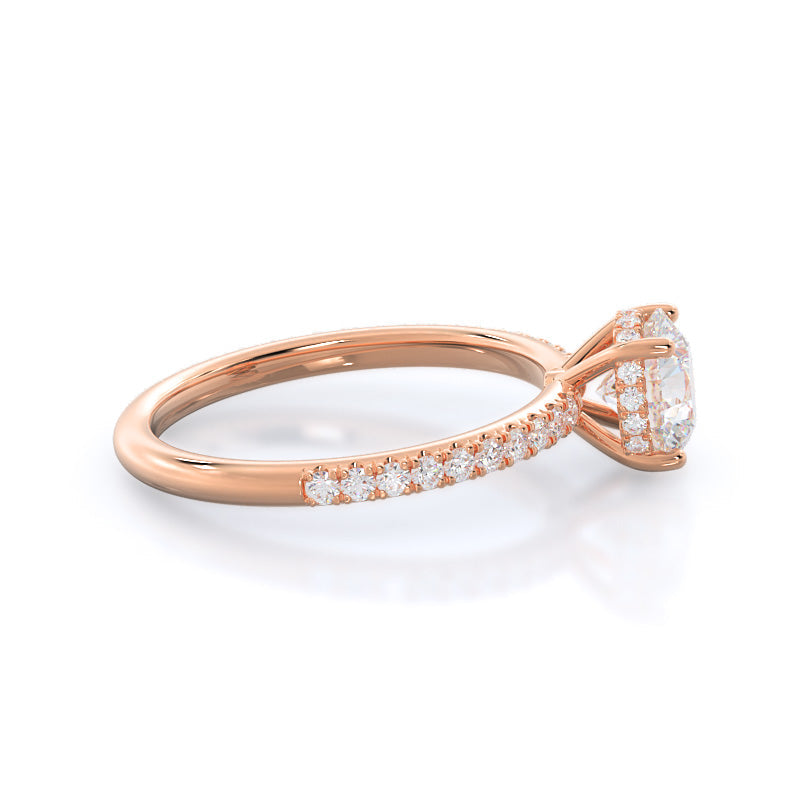 Diamond Basket Pave Engagement Ring with Round Cut Diamond in 14KT Rose Gold view 3

