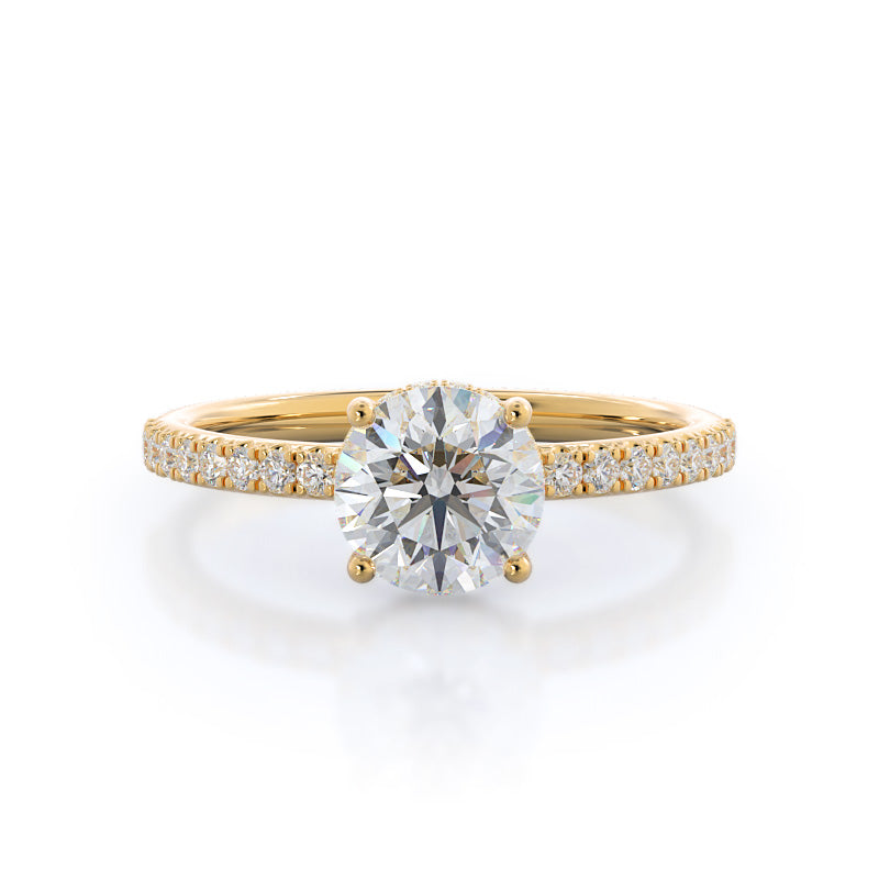 Lab Diamond Basket Pave Engagement Ring
