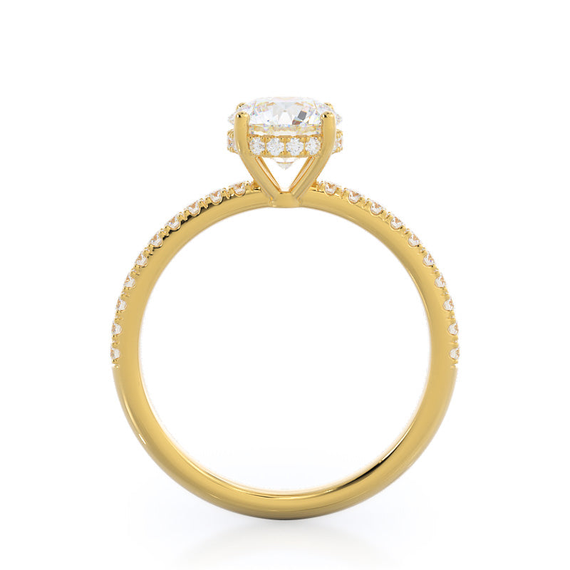 Diamond Basket Pave Engagement Ring with Round Cut Diamond in 14KT Yellow Gold view 2
