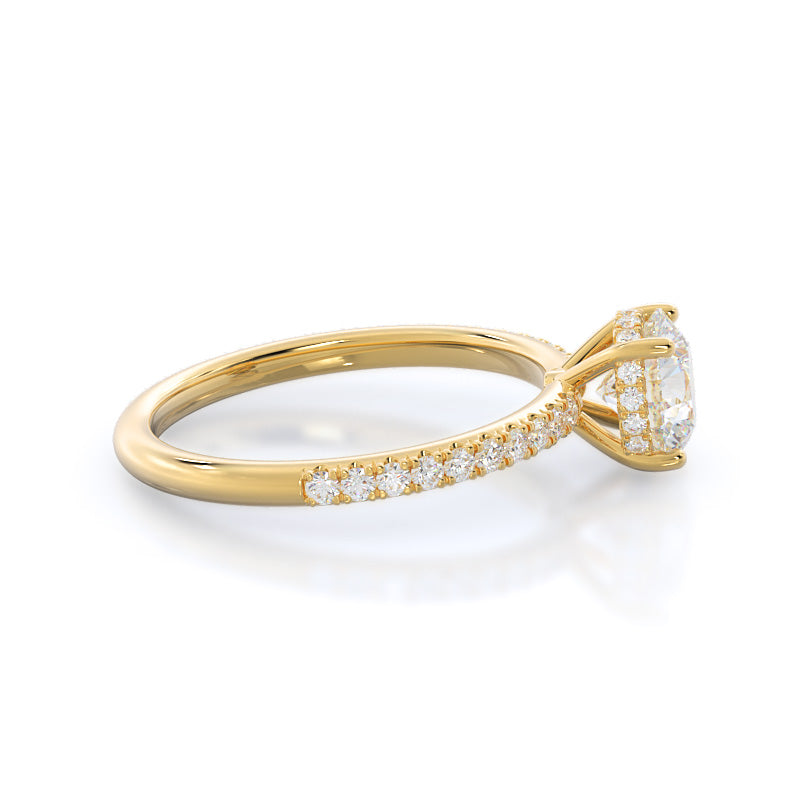 Diamond Basket Pave Engagement Ring with Round Cut Diamond in 14KT Yellow Gold view 3
