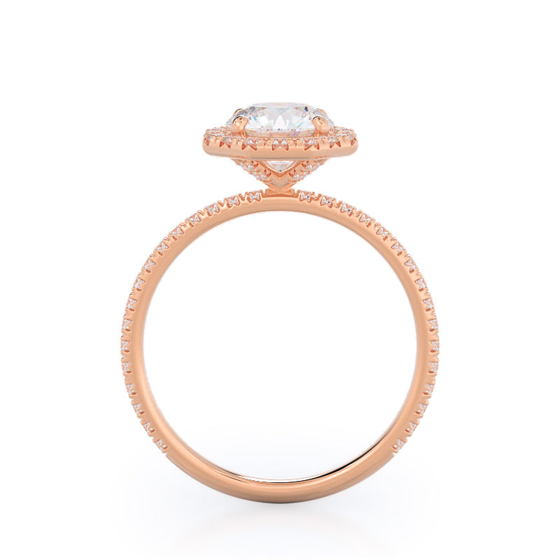 Octagon Halo Diamond Engagement Ring with Round Cut Diamond in 14KT Rose Gold view 2
