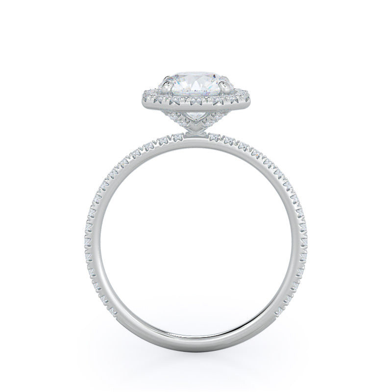 Octagon Halo Diamond Engagement Ring with Round Cut Diamond in 14KT Platinum view 2
