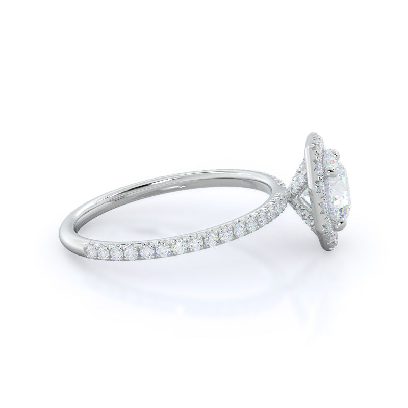 Octagon Halo Diamond Engagement Ring with Round Cut Diamond in 14KT Platinum view 3
