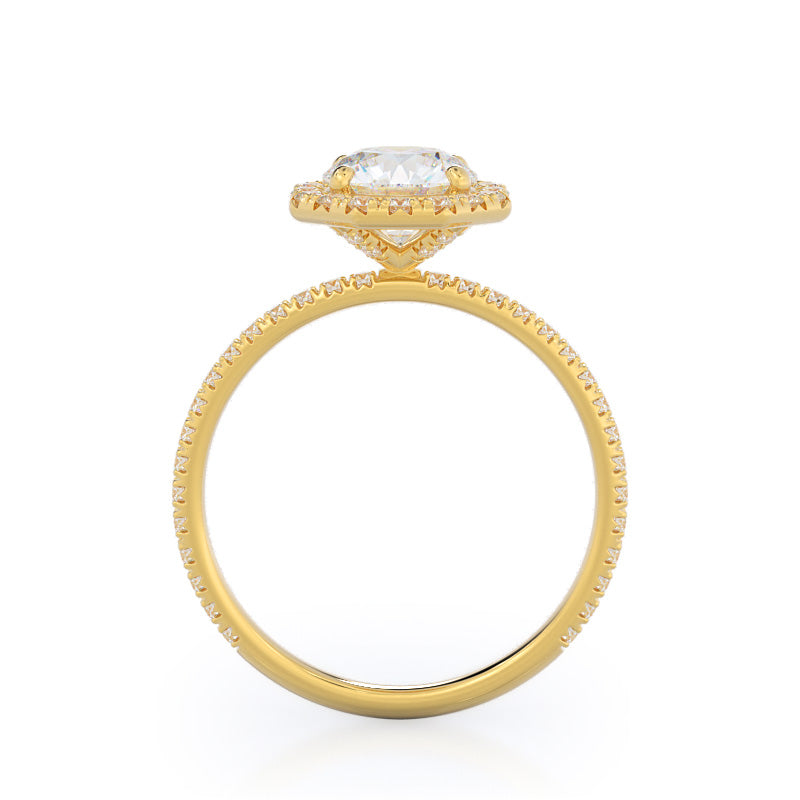 Octagon Halo Diamond Engagement Ring with Round Cut Diamond in 14KT Yellow Gold view 2
