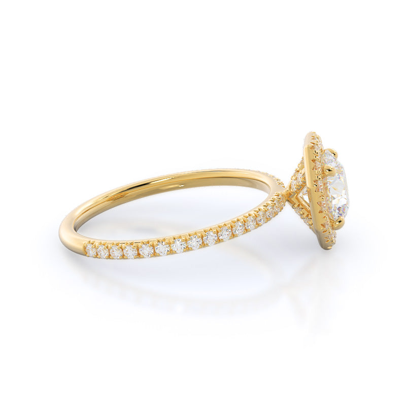 Octagon Halo Diamond Engagement Ring with Round Cut Diamond in 14KT Yellow Gold view 3
