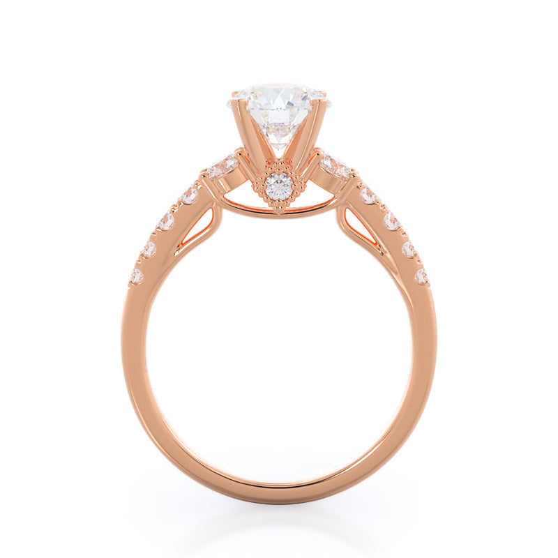 Regalia Pave Diamond Engagement Ring with Round Cut Diamond in 14KT Rose Gold view 2
