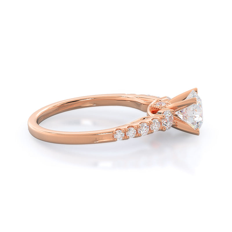 Regalia Pave Diamond Engagement Ring with Round Cut Diamond in 14KT Rose Gold view 3
