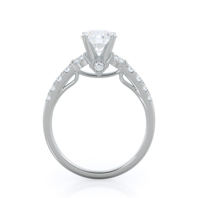 Regalia Pave Diamond Engagement Ring with Round Cut Diamond in 14KT Platinum view 2

