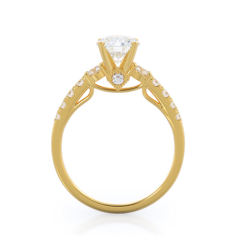 Regalia Pave Diamond Engagement Ring with Round Cut Diamond in 14KT Yellow Gold view 2
