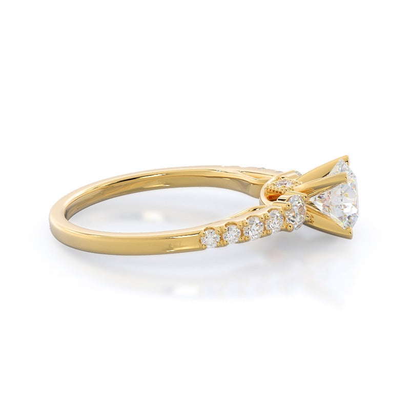 Regalia Pave Diamond Engagement Ring with Round Cut Diamond in 14KT Yellow Gold view 3
