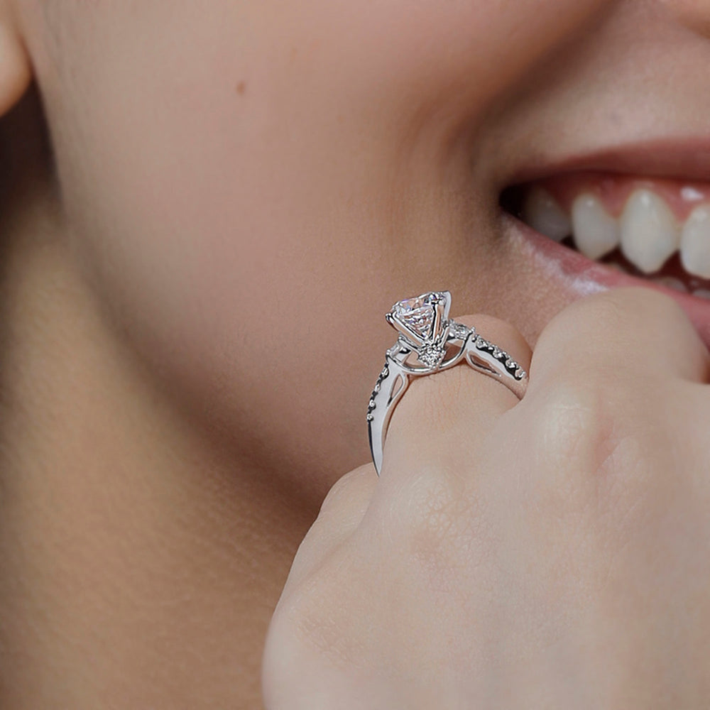 Model Wearing Regalia Pave Diamond Engagement Ring view