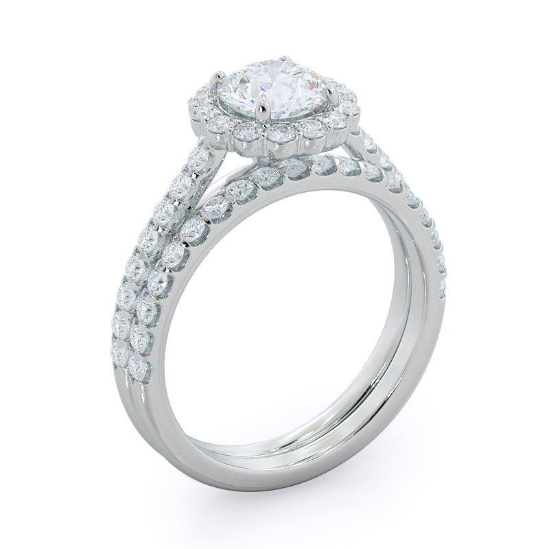 14k White Gold Natural Diamond Pave Ring —