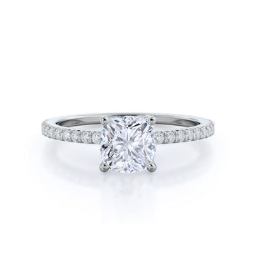 French Cut Pave Diamond Engagement Ring