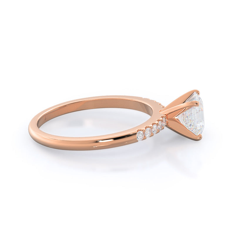 Asscher Cut Traditional Pave Diamond Engagement Ring with Lab Grown Diamond in 14KT Rose Gold view 3

