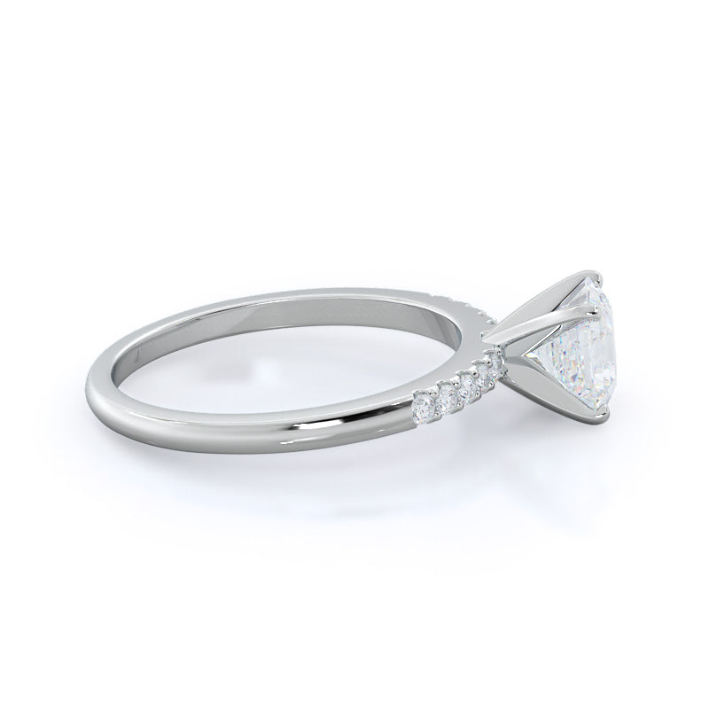 Asscher Cut Traditional Pave Diamond Engagement Ring with Lab Grown Diamond in 14KT Platinum view 3
