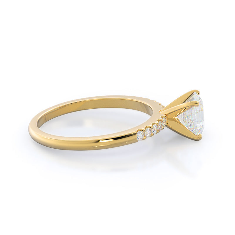 Asscher Cut Traditional Pave Diamond Engagement Ring with Lab Grown Diamond in 14KT Yellow Gold view 3
