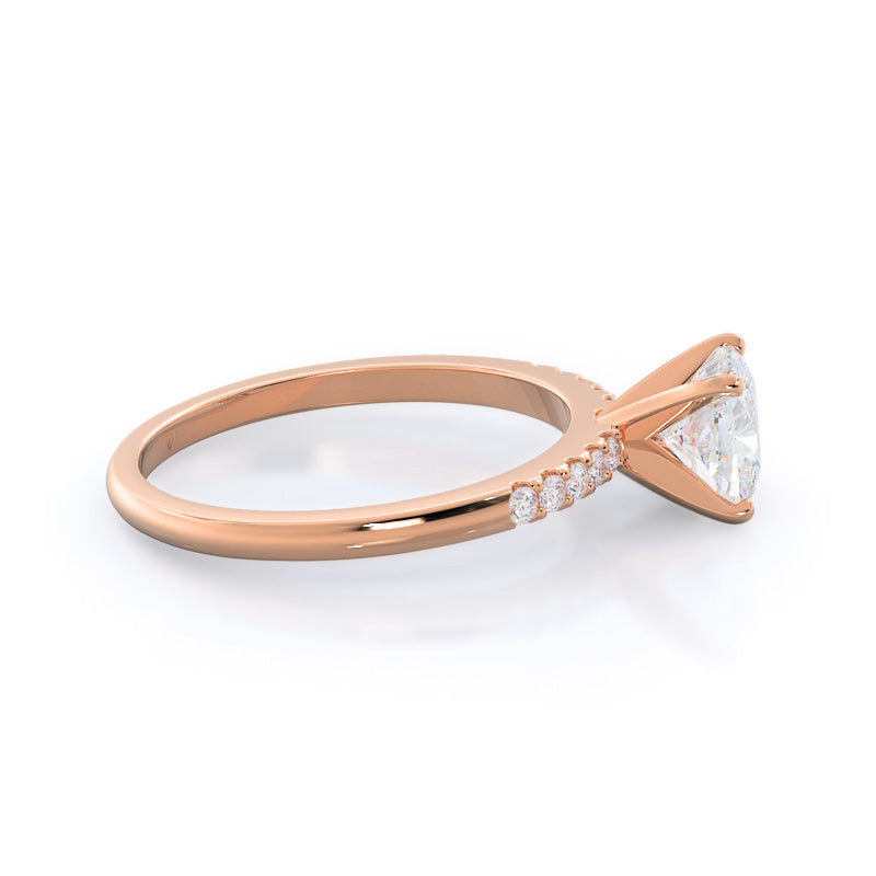 Cushion Cut Traditional Pave Diamond Engagement Ring with Lab Grown Diamond in 14KT Rose Gold view 3
