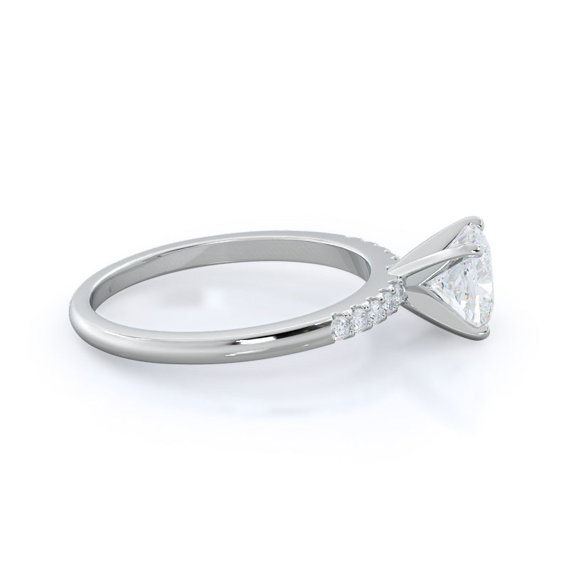 Cushion Cut Traditional Pave Diamond Engagement Ring with Lab Grown Diamond in 14KT Platinum view 3
