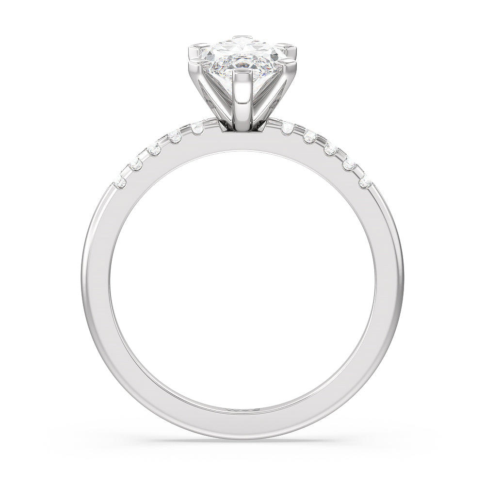 Marquise Cut Traditional Pave Diamond Engagement Ring with Lab Grown Diamond in 14KT Platinum view 2
