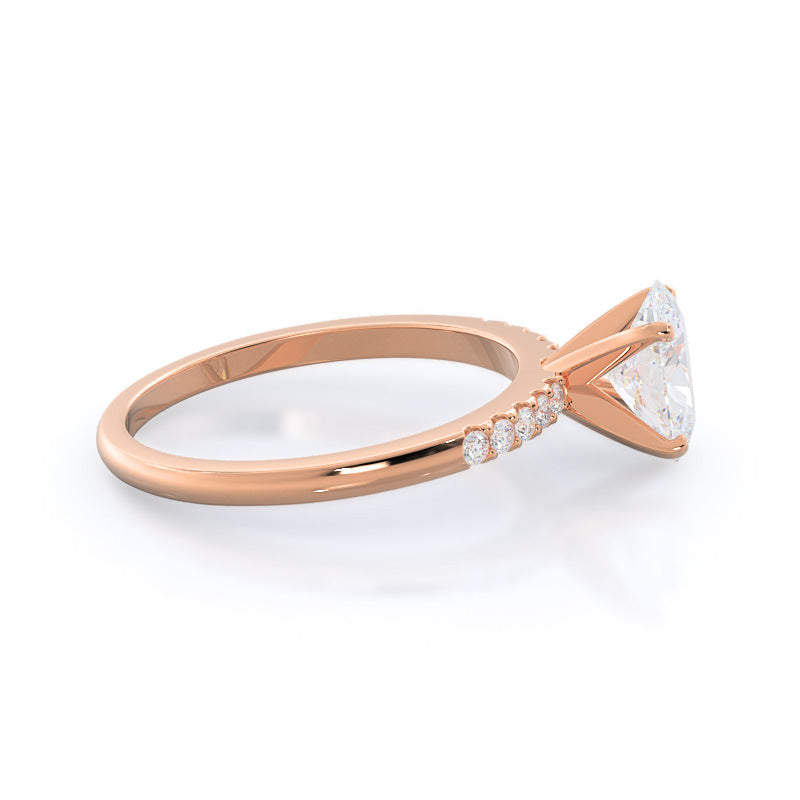 Oval Cut Traditional Pave Diamond Engagement Ring with Lab Grown Diamond in 14KT Rose Gold view 3
