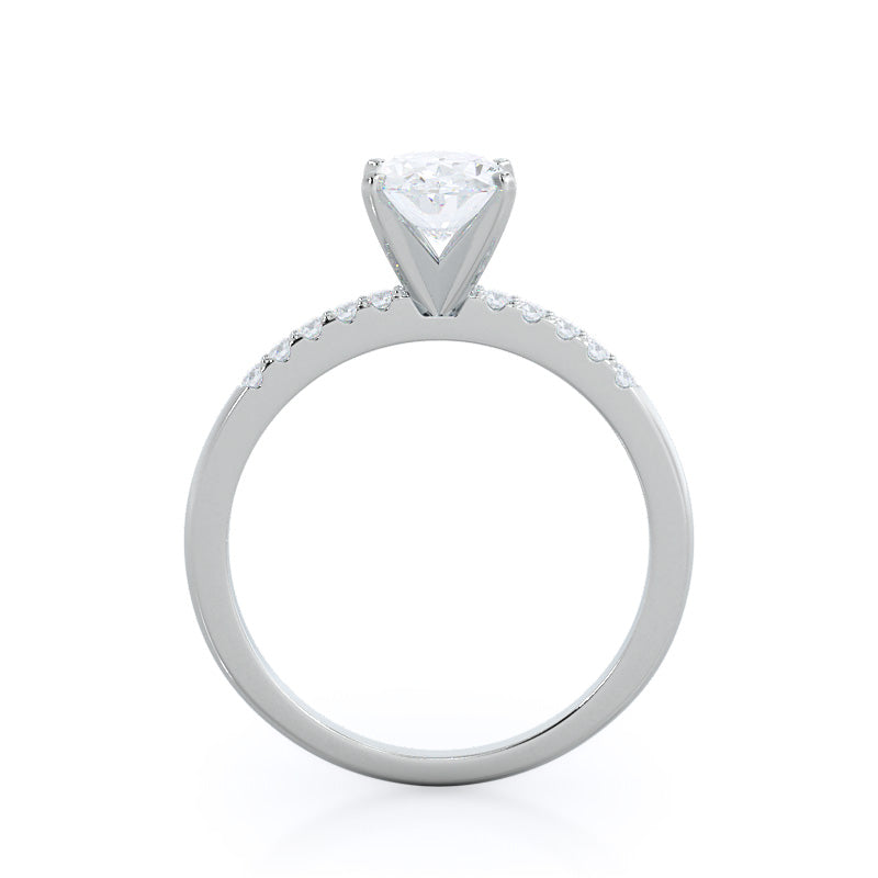Oval Cut Traditional Pave Diamond Engagement Ring with Lab Grown Diamond in 14KT Platinum view 2
