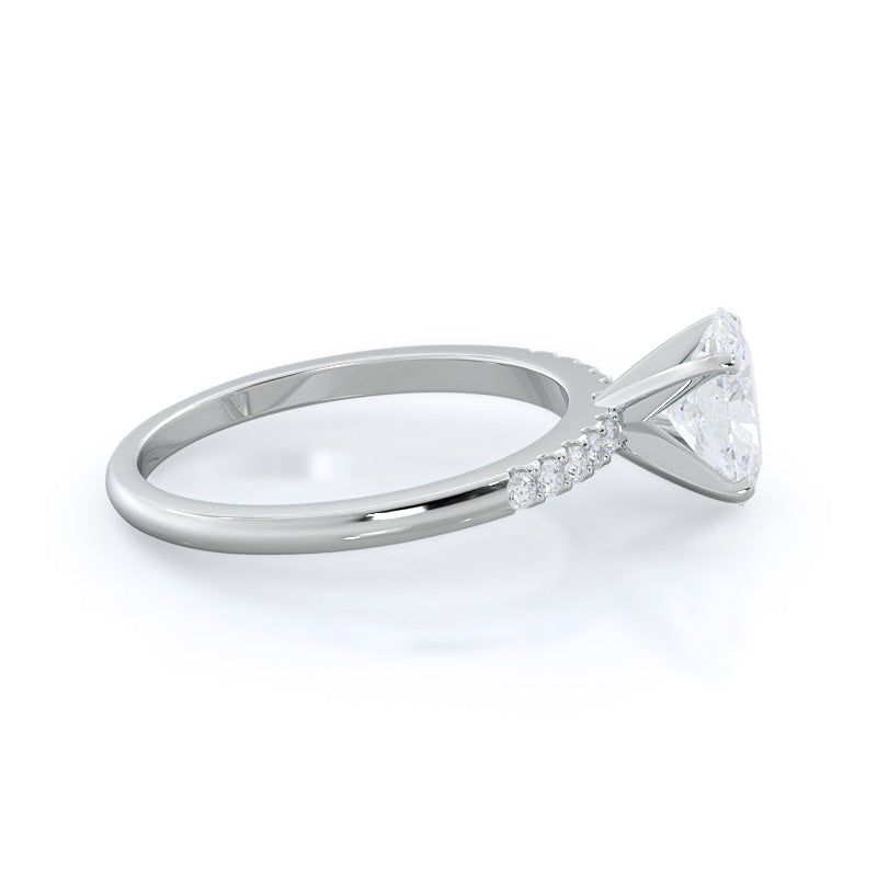 Oval Cut Traditional Pave Diamond Engagement Ring with Lab Grown Diamond in 14KT Platinum view 3
