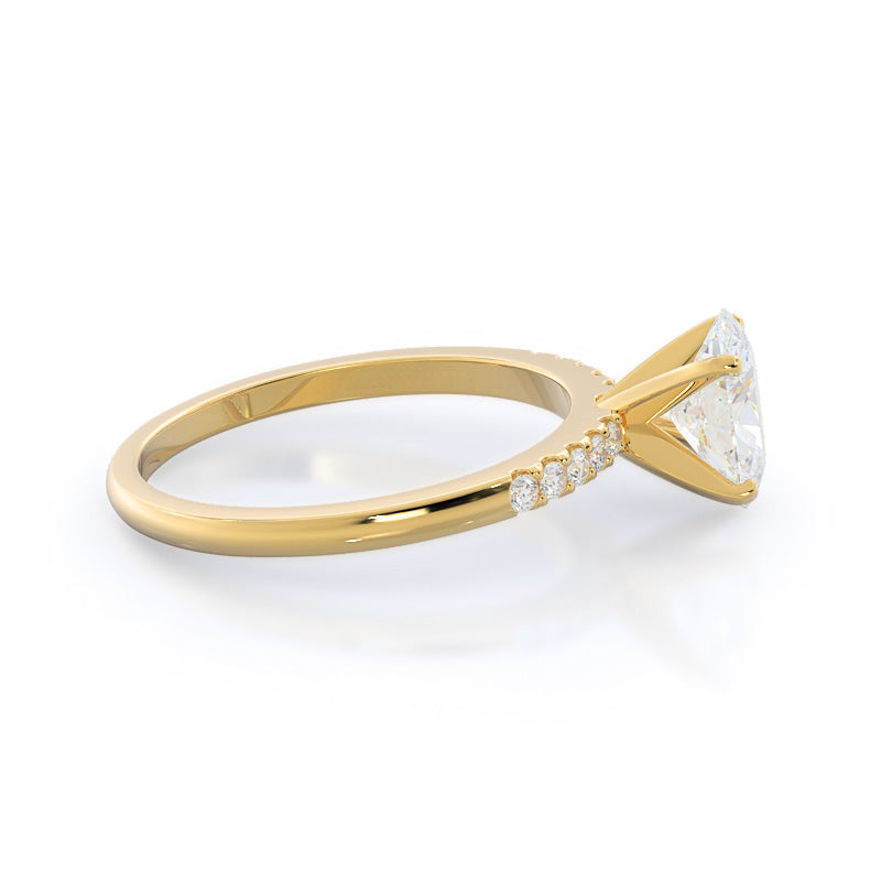 Oval Cut Traditional Pave Diamond Engagement Ring with Lab Grown Diamond in 14KT Yellow Gold view 3
