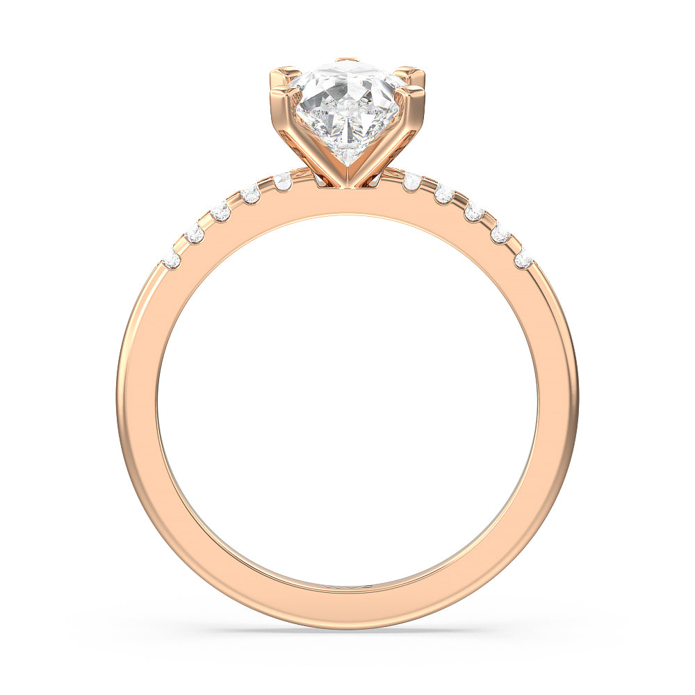 Pear Cut Traditional Pave Diamond Engagement Ring with Lab Grown Diamond in 14KT Rose Gold view 2
