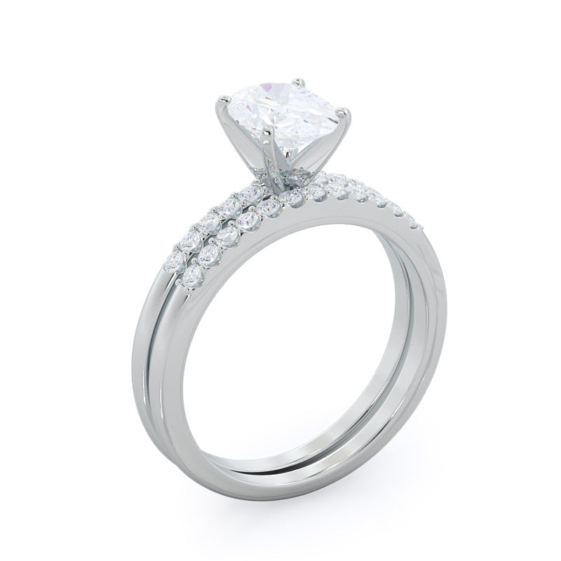Pear Cut Traditional Pave Diamond Engagement Ring with Lab Grown Diamond in 14KT Platinum view 4
