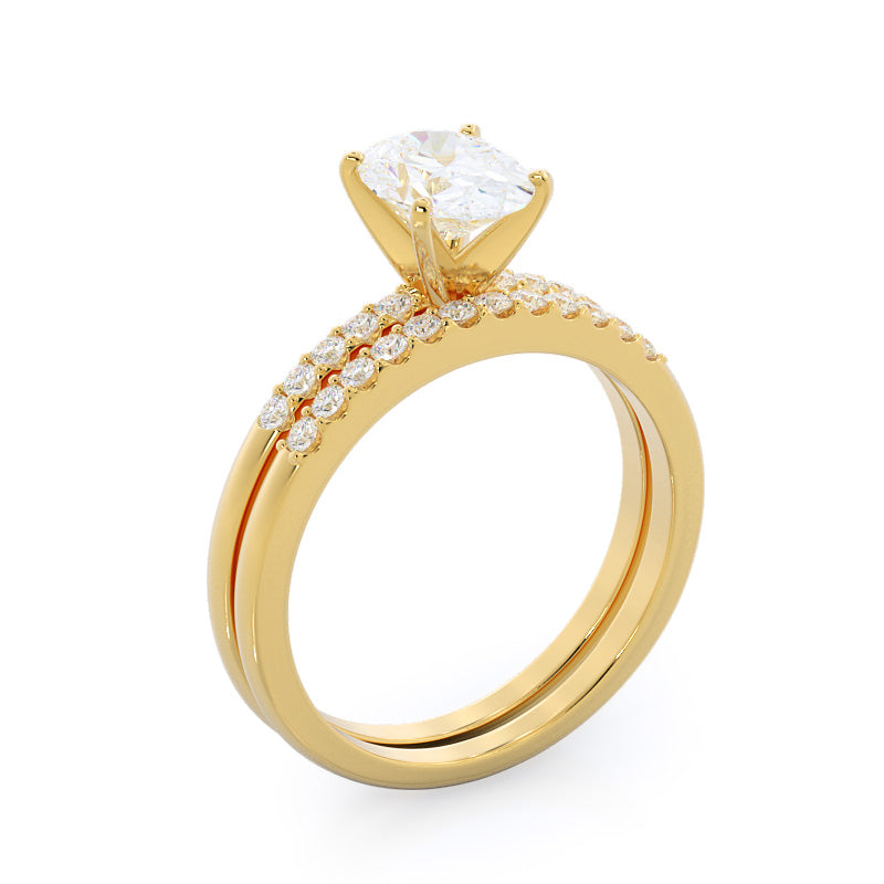 Pear Cut Traditional Pave Diamond Engagement Ring with Lab Grown Diamond in 14KT Yellow Gold view 4
