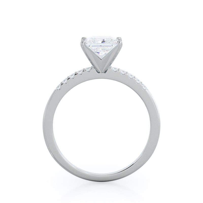 Princess Cut Traditional Pave Diamond Engagement Ring with Lab Grown Diamond in 14KT Platinum view 2

